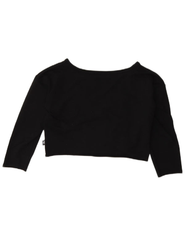 Top corto grafico per ragazze Umbro manica lunga 11-12 anni cotone nero medio