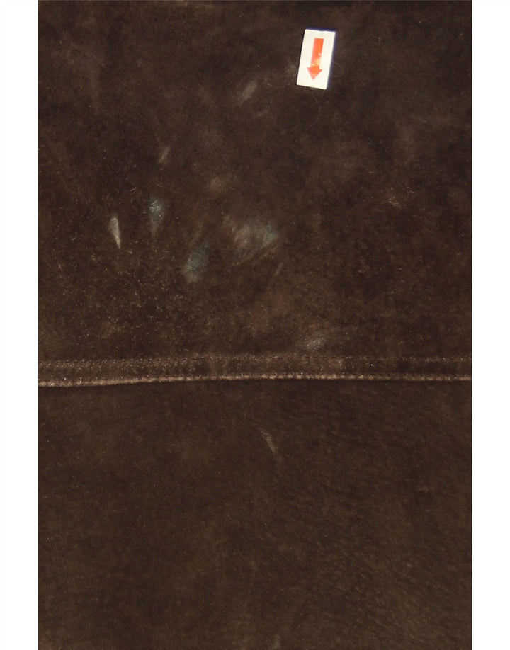 Giacca bomber corta in pelle scamosciata da donna Eddie Bauer UK 8 piccola in pelle marrone