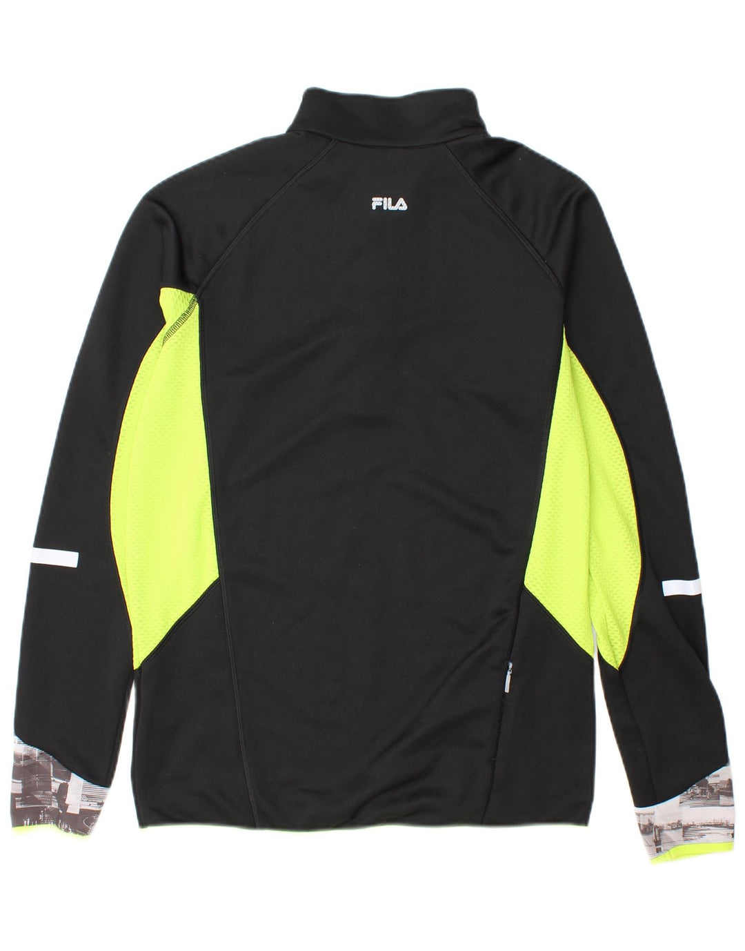FILA Mens Zip Neck Pullover Tracksuit Top Large Black Colourblock