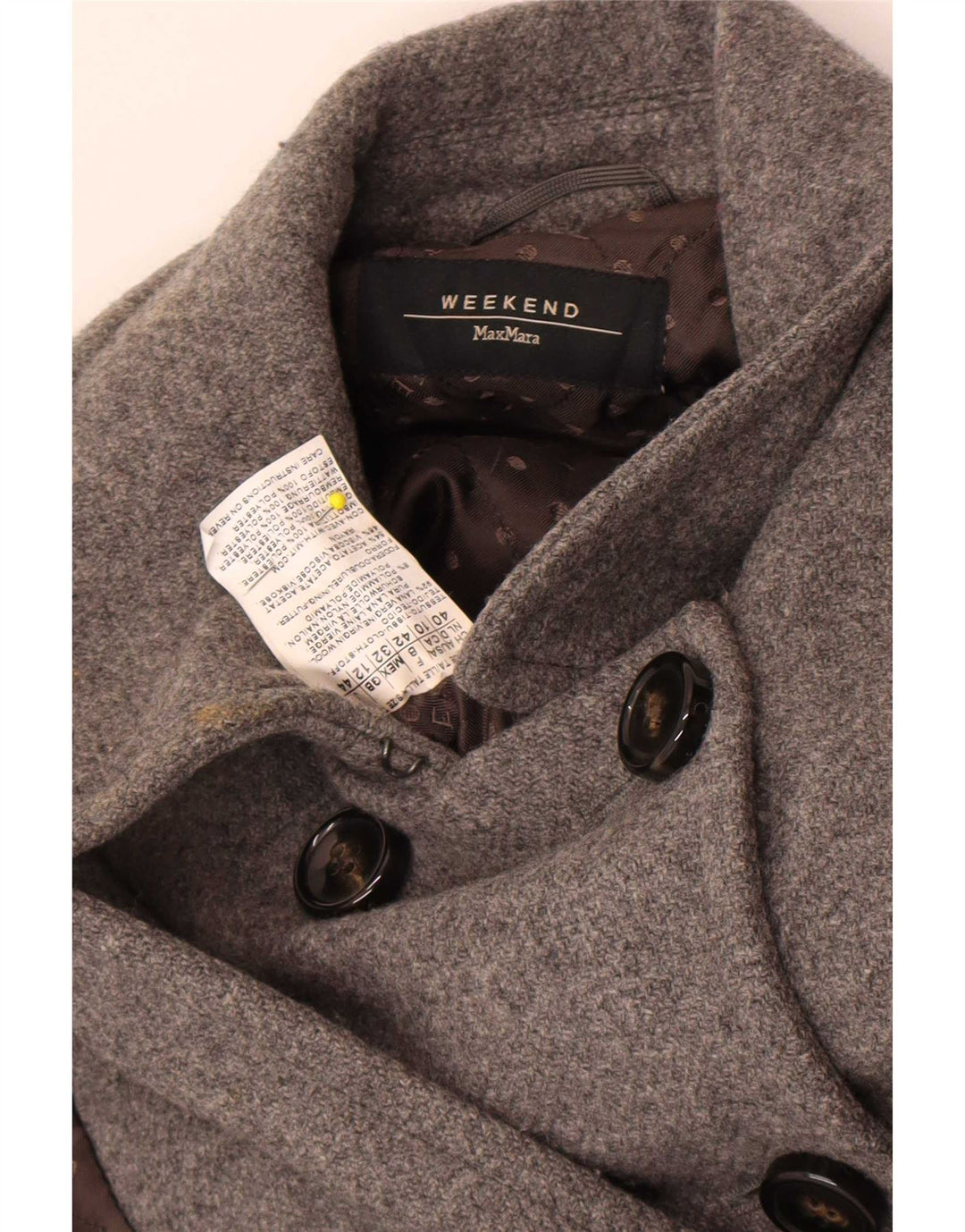 Cappotto doppiopetto da weekend da donna Max Mara UK 12 Lana grigio medio
