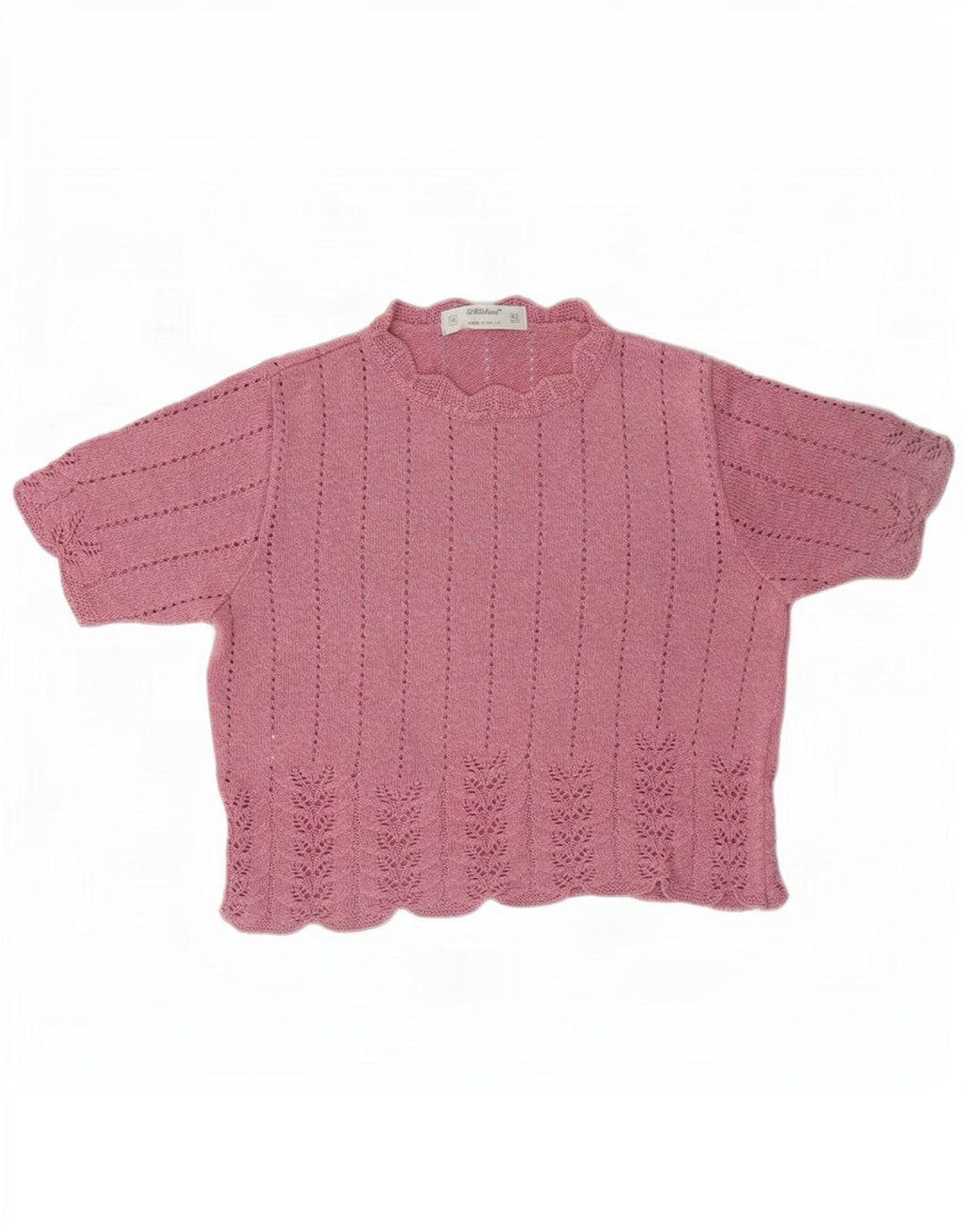 Maglione maglione girocollo a maniche corte da donna St Michael UK 14 Rosa medio