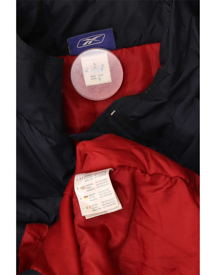 Giacca a vento con cappuccio da uomo Reebok UK 40 Large Navy Blue Nylon