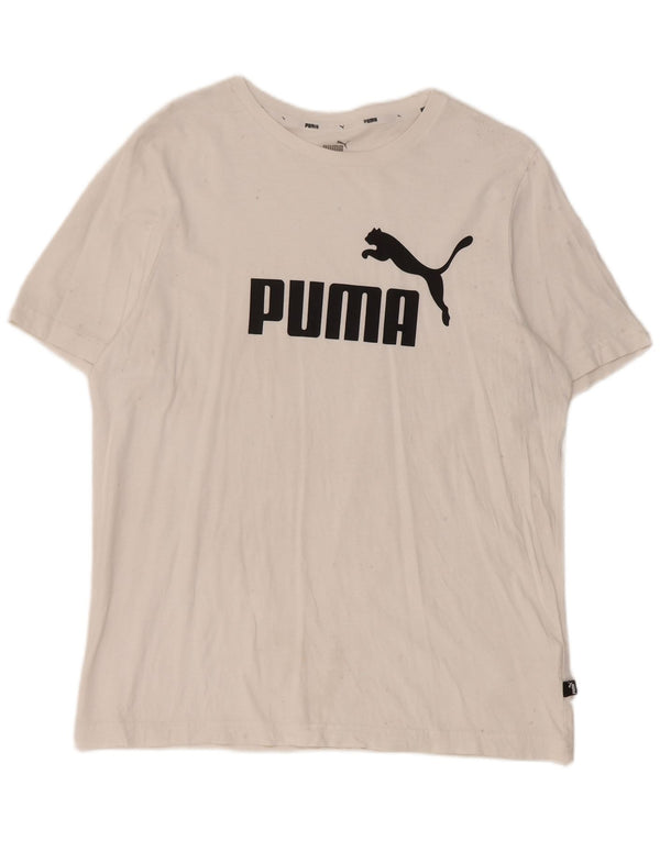 Puma T-shirt grafica da uomo grande in cotone bianco