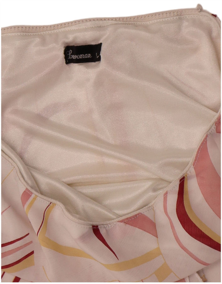 Gonna longuette vintage da donna con motivo astratto grande W32 bianca
