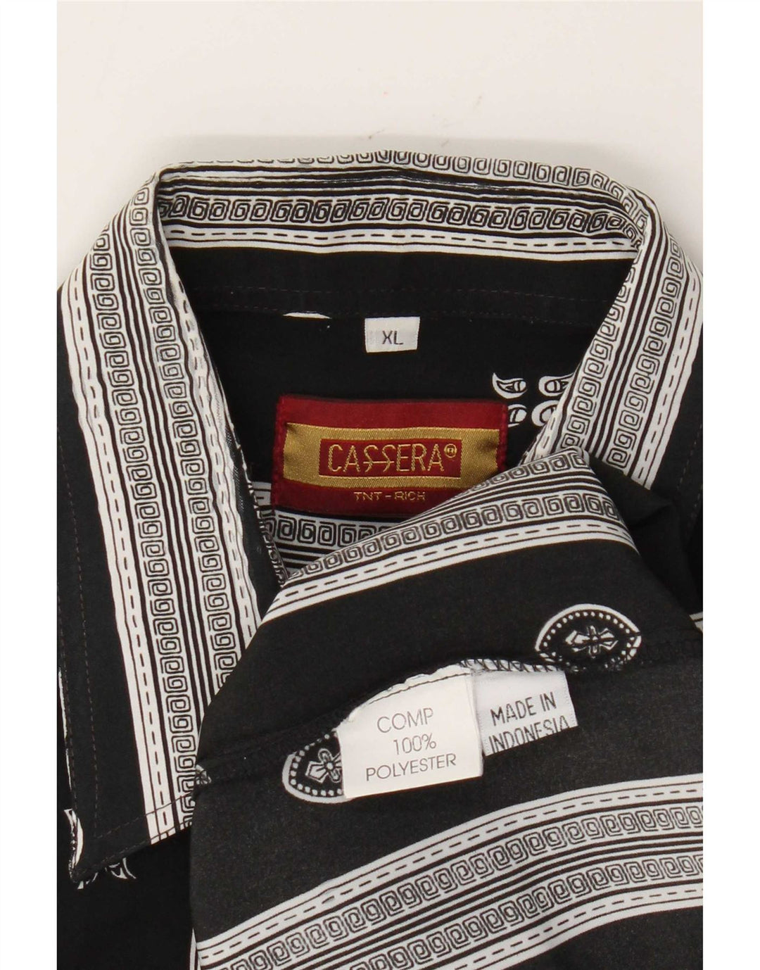 Camicia a maniche corte da uomo Cassera XL poliestere geometrico nero