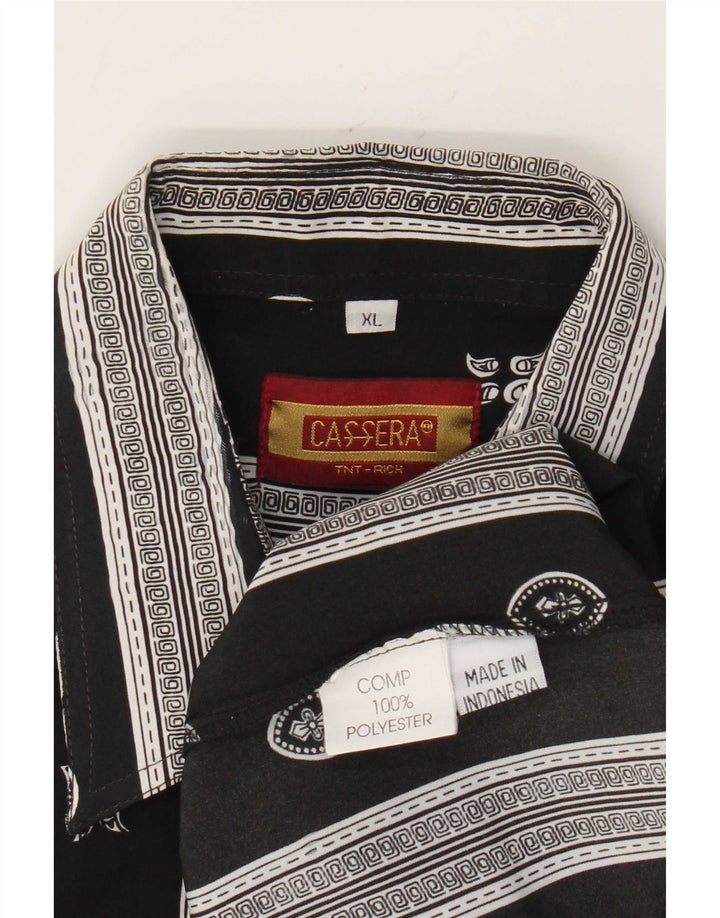 Camicia a maniche corte da uomo Cassera XL poliestere geometrico nero
