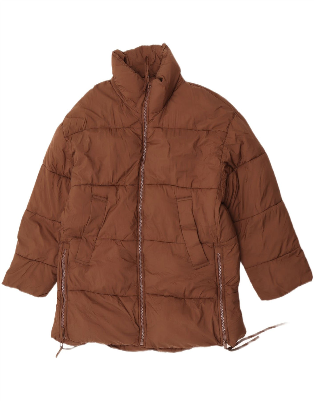 Cappotto imbottito oversize da donna Zara UK 10 piccolo in nylon marrone