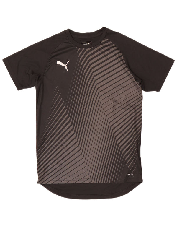 T-shirt grafica da ragazzo Puma Top 13-14 anni Sport in poliestere geometrico nero