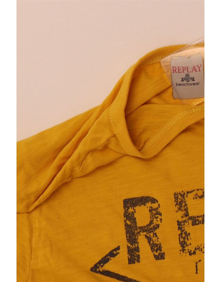 REPLAY Maglietta grafica da donna Top UK 14 Medium Giallo
