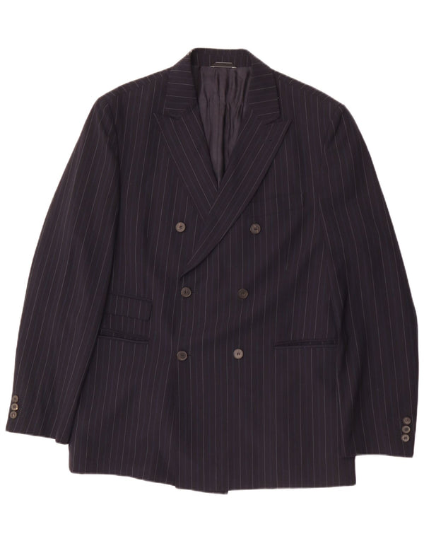 Set da 2 pezzi vintage da uomo IT 50 grande W32 L32 gessato blu navy