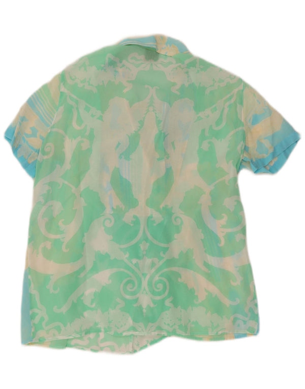 Ferre Womens Abstract Pattern Blouse Top UK 14 Large Green Cotton