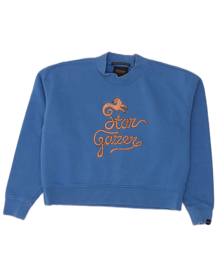 Felpa oversize con grafica da donna Scotch & Soda UK 10 piccola blu