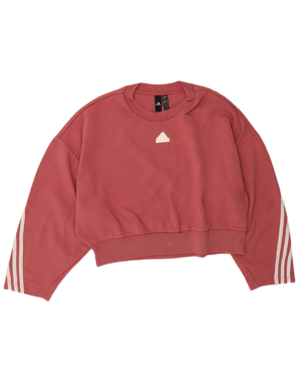 Felpa oversize corta Adidas da donna UK 16/18 grande cotone rosa