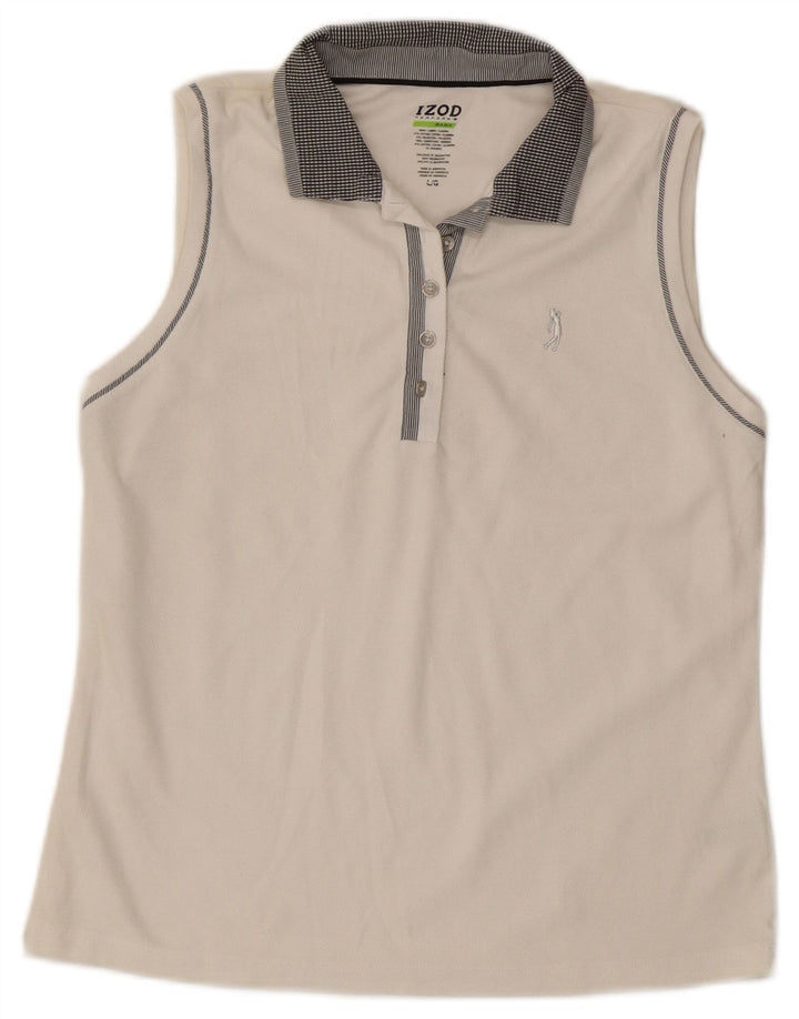 Polo senza maniche da donna IZOD UK 14 grande cotone bianco