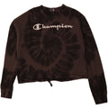 CHAMPION Donna Felpa con grafica corta Maglione UK 14 Marrone medio Tie Dye