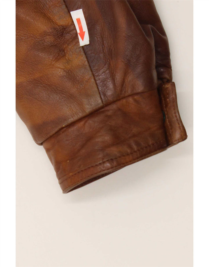 Giacca in pelle militare vintage da uomo UK 44 2XL Pelle marrone