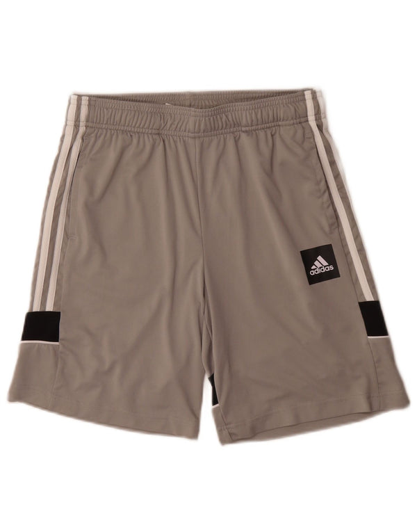 Pantaloncini sportivi Adidas Aeroready da ragazzo 13-14 anni in poliestere color block grigio