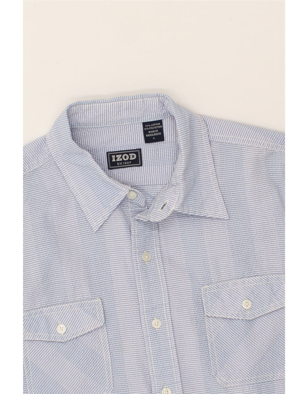 IZOD Mens Short Sleeve Shirt Large Blue Striped Cotton Vintage Izod and Second-Hand Izod from Messina Hembry 