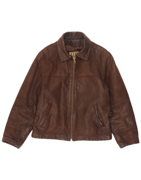 Giacca in pelle da uomo vestibilità ampia Donna Pelle IT 46 piccola in pelle marrone
