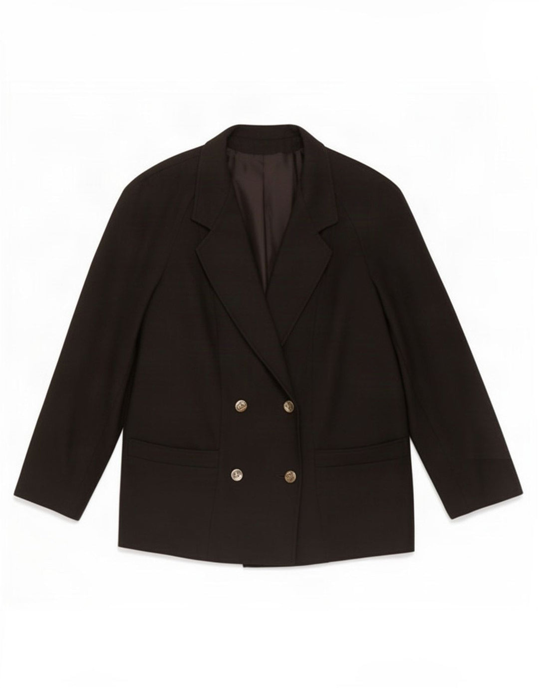 Giacca blazer doppiopetto vintage da donna IT 45 lana nera media