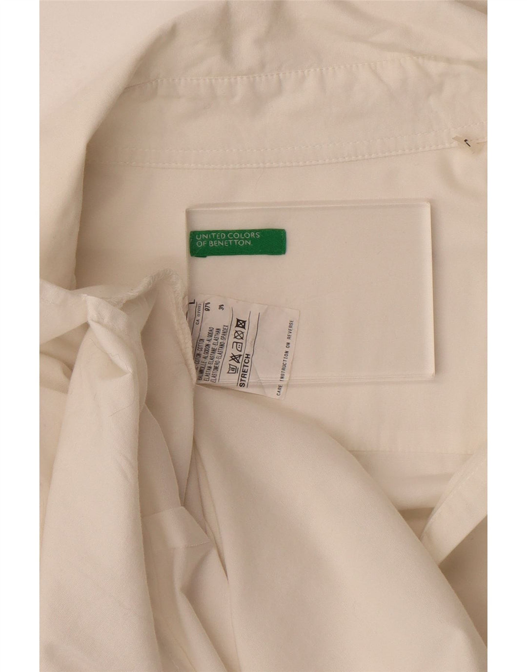 Camicia pullover da donna BENETTON UK 16 grande cotone bianco