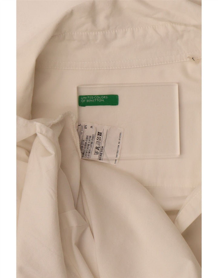 Camicia pullover da donna BENETTON UK 16 grande cotone bianco