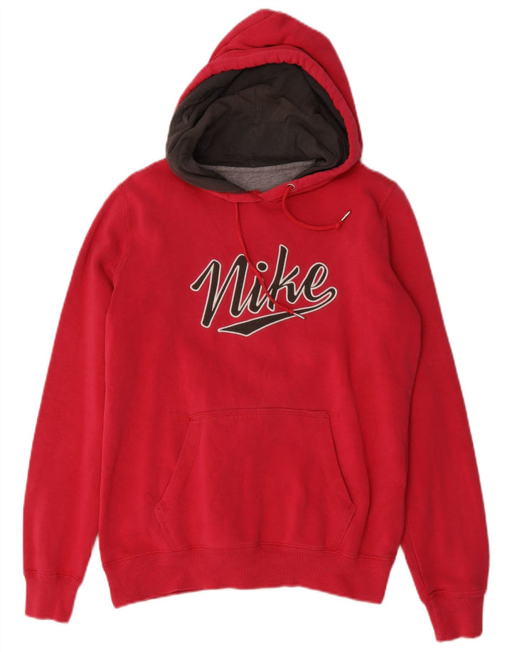 Felpa con cappuccio grafica Nike da uomo in cotone rosso medio