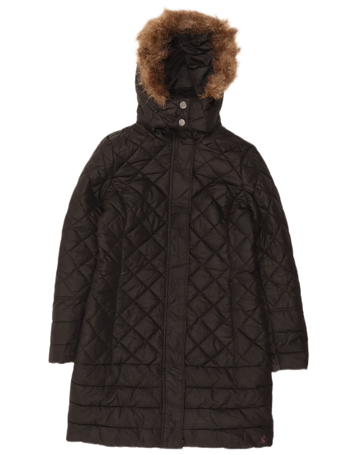 Cappotto trapuntato con cappuccio da donna Joules UK 10 piccolo poliestere nero