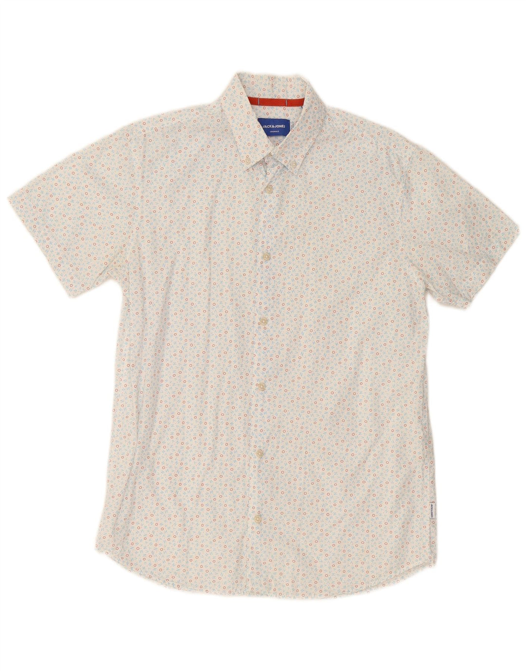 Camicia a maniche corte da uomo Jack & Jones piccola in cotone maculato bianco