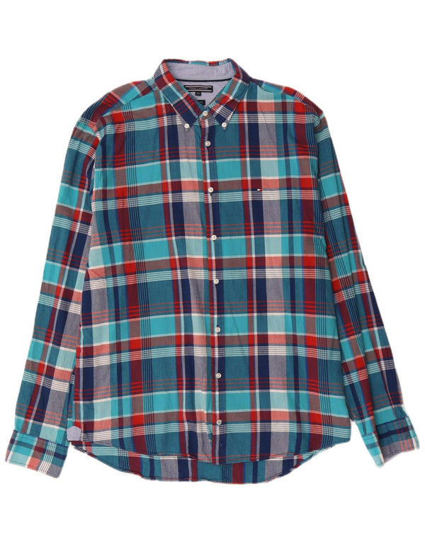 TOMMY HILFIGER Camicia da uomo New York Fit 2XL Cotone a quadri blu