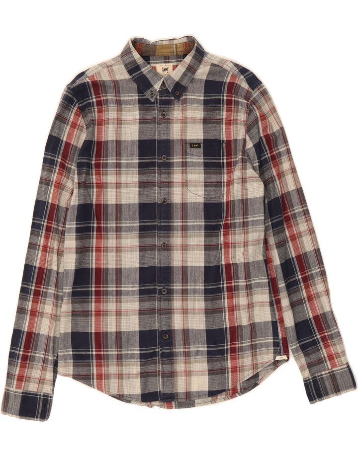 LEE Mens Shirt Medium Navy Blue Check Cotton Vintage Lee and Second-Hand Lee from Messina Hembry 