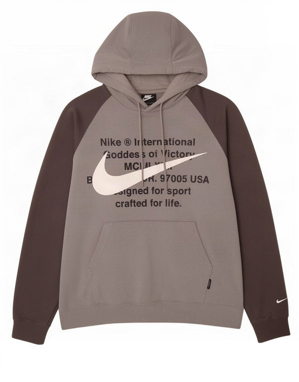 Felpa con cappuccio grafica Nike Swoosh da uomo XL in cotone color block grigio