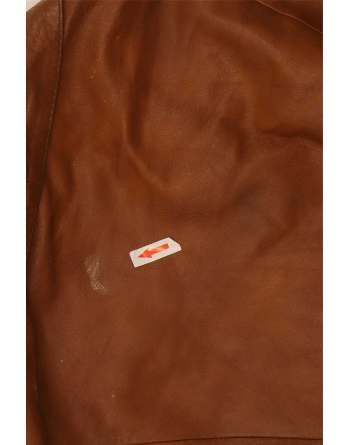 Giacca in pelle vintage da donna UK 14 Marrone medio