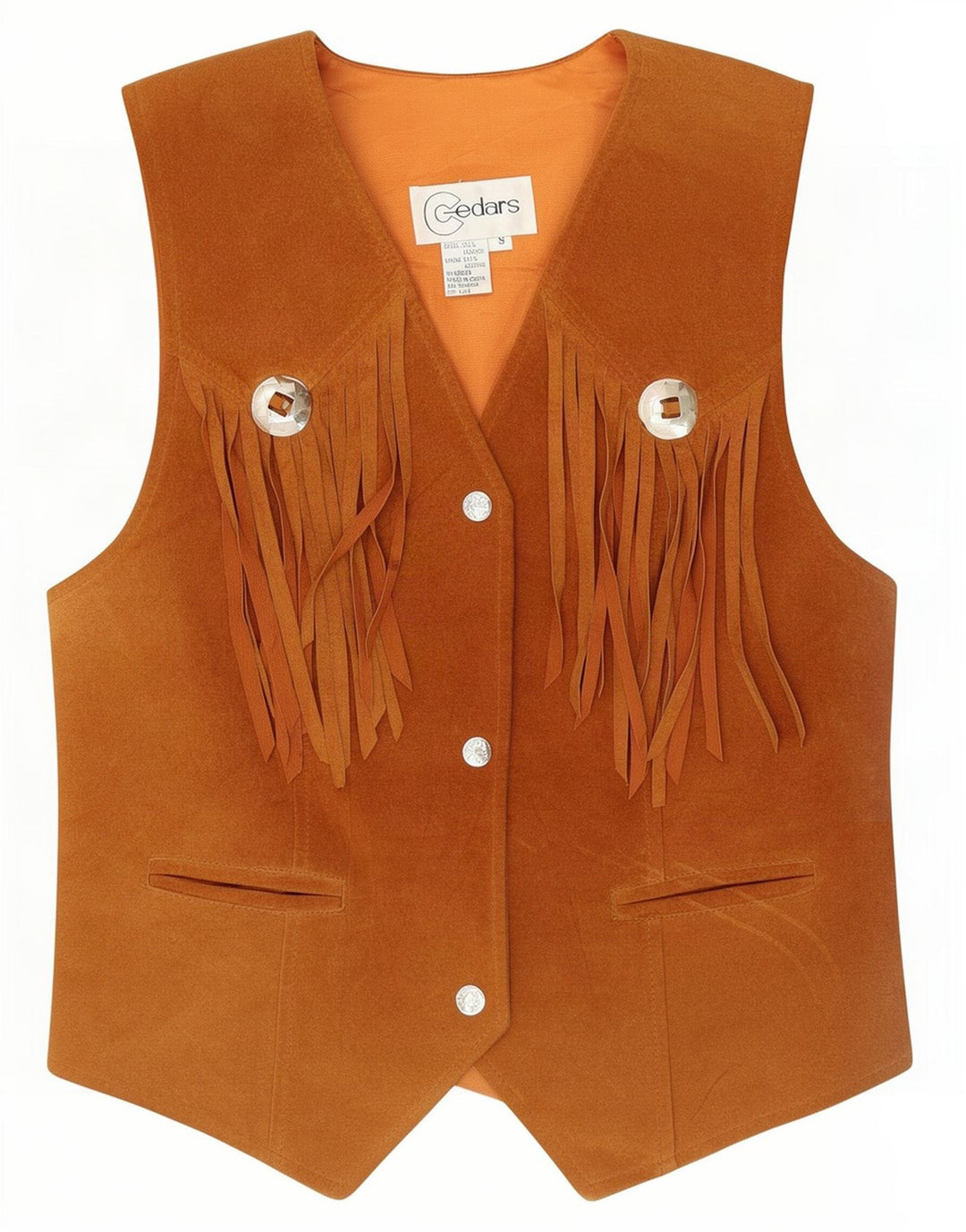 Gilet in pelle scamosciata western da donna Cedars UK 10 piccolo in pelle beige