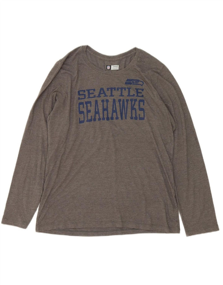 NFL TEAM APPAREL Womens Graphic Top Long Sleeve UK 18 XL Grey