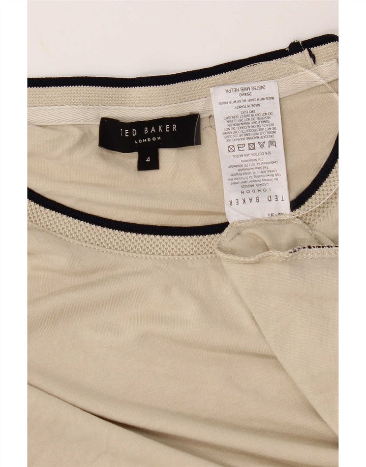 T-shirt da donna Ted Baker taglia 4 grande in cotone beige