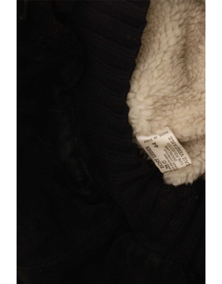 Giacca vintage in pelle Sherpa da uomo IT 44 XS nera retrò