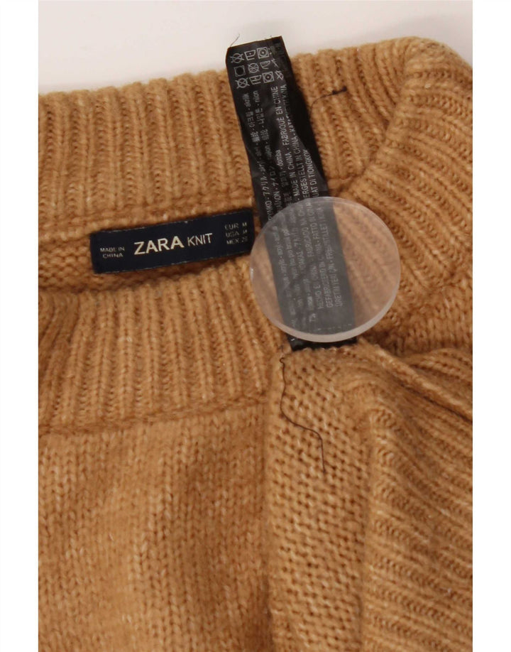 Maglione girocollo oversize da donna Zara UK 14 Acrilico marrone medio