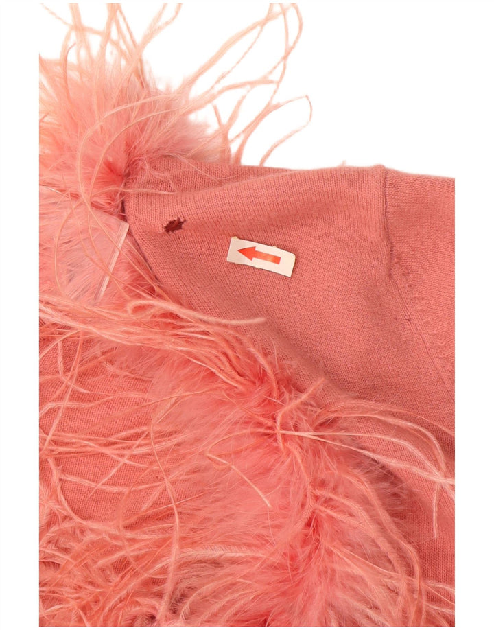 Maglione cardigan con maniche a 3/4 da donna Monsoon UK 18 XL Lana rosa