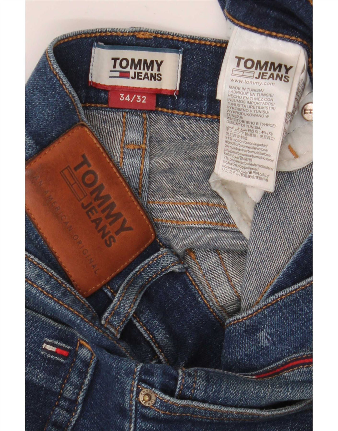 Jeans slim da uomo Tommy Hilfiger W34 L32 cotone blu navy