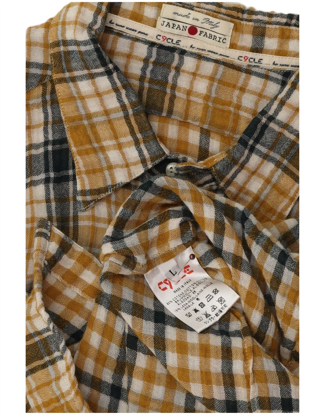 Camicia da uomo Cycle in cotone a quadri grandi gialli