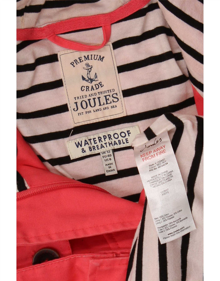 Giacca antipioggia con cappuccio da donna Joules UK 12 cotone rosa medio