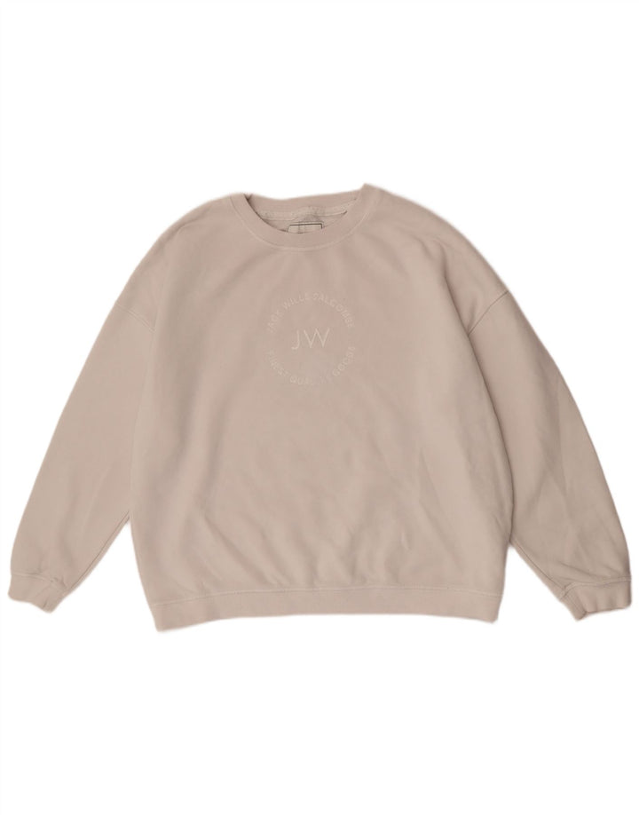 Felpa oversize grafica da donna Jack Wills UK 16 grande bianca