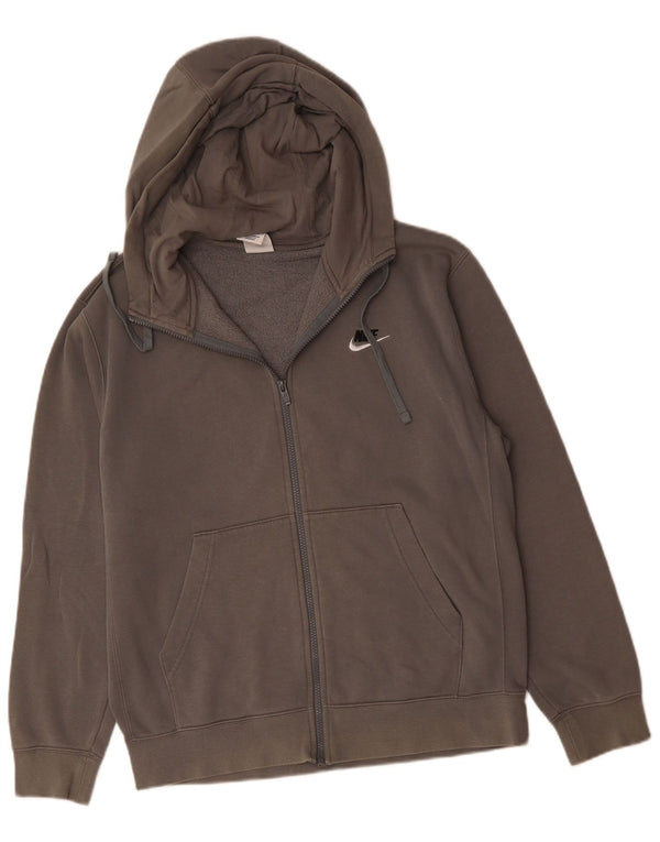 Maglione con cappuccio e zip da uomo NIKE in cotone grigio medio