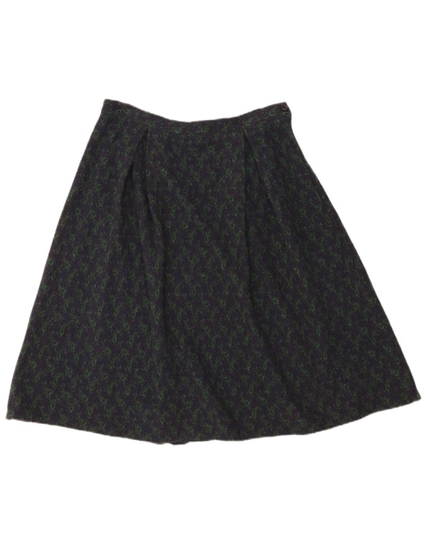 Gonna a trapezio vintage da donna W28 media blu navy con motivo cachemire