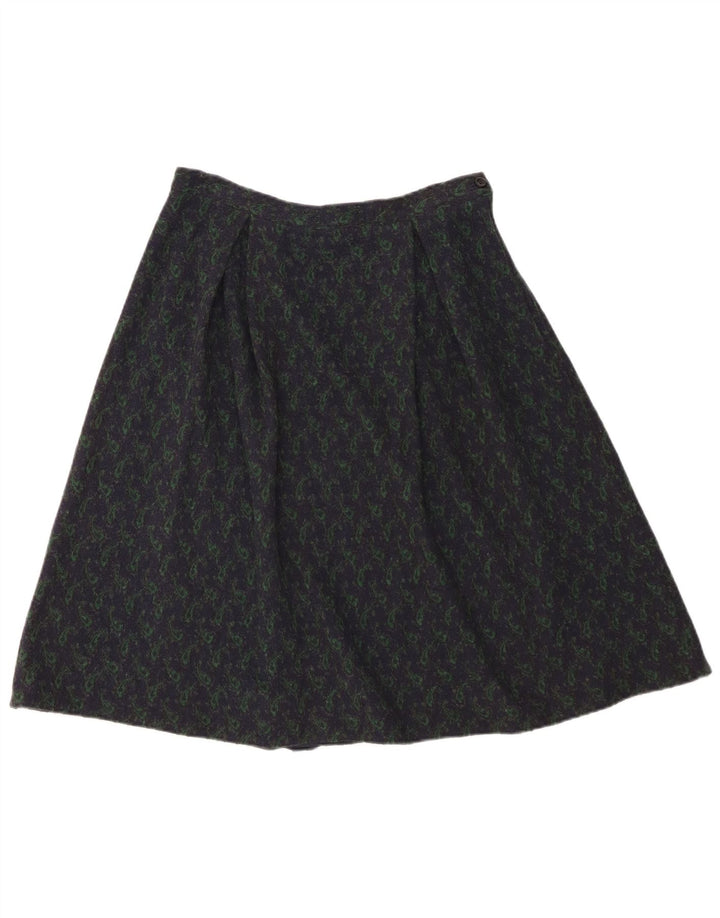 Gonna a trapezio vintage da donna W28 media blu navy con motivo cachemire