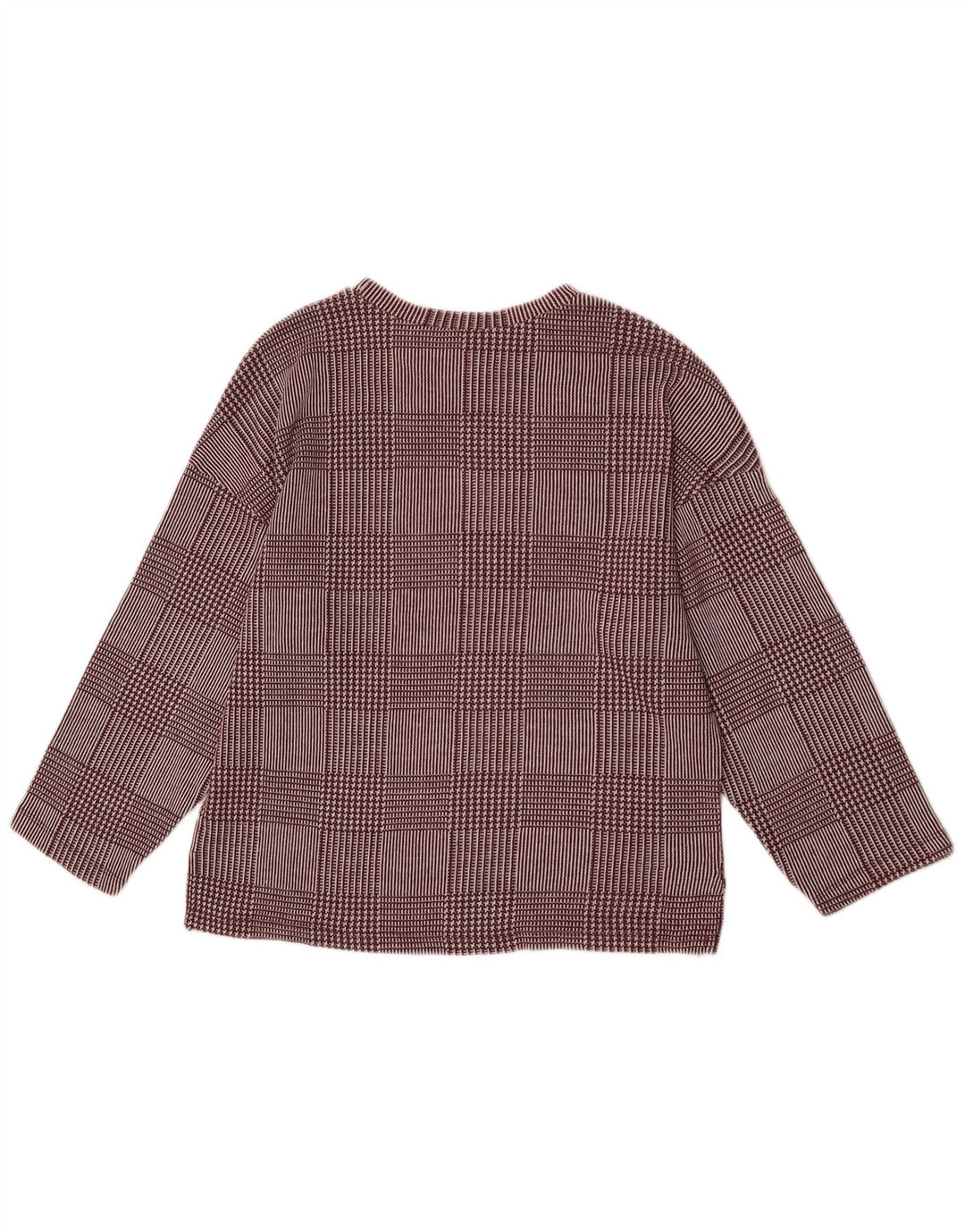 Top Zara da donna con maniche a 3/4 UK 14 a quadri bordeaux medio
