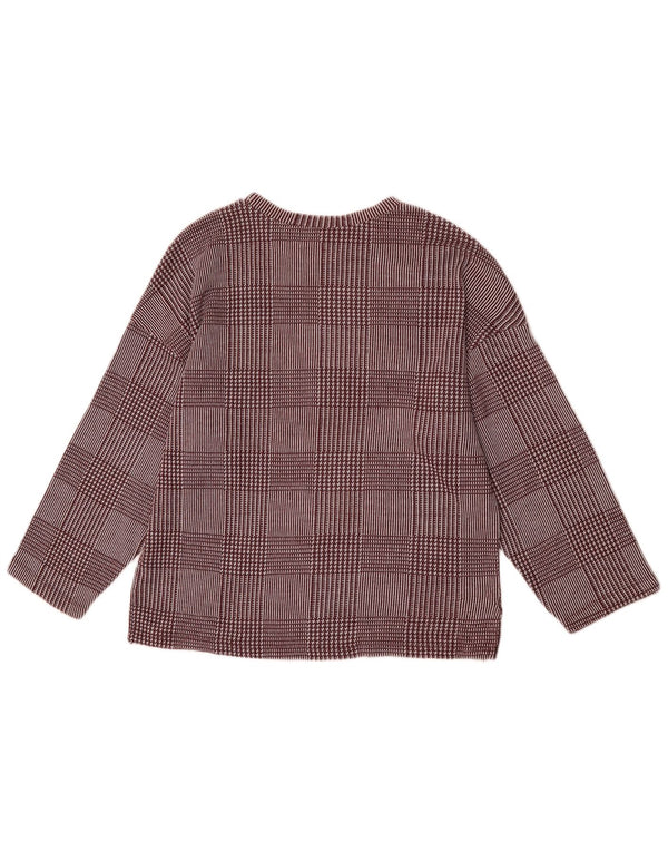 Top Zara da donna con maniche a 3/4 UK 14 a quadri bordeaux medio