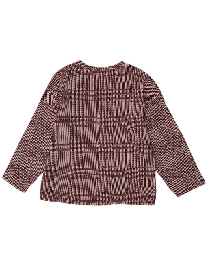 Top Zara da donna con maniche a 3/4 UK 14 a quadri bordeaux medio