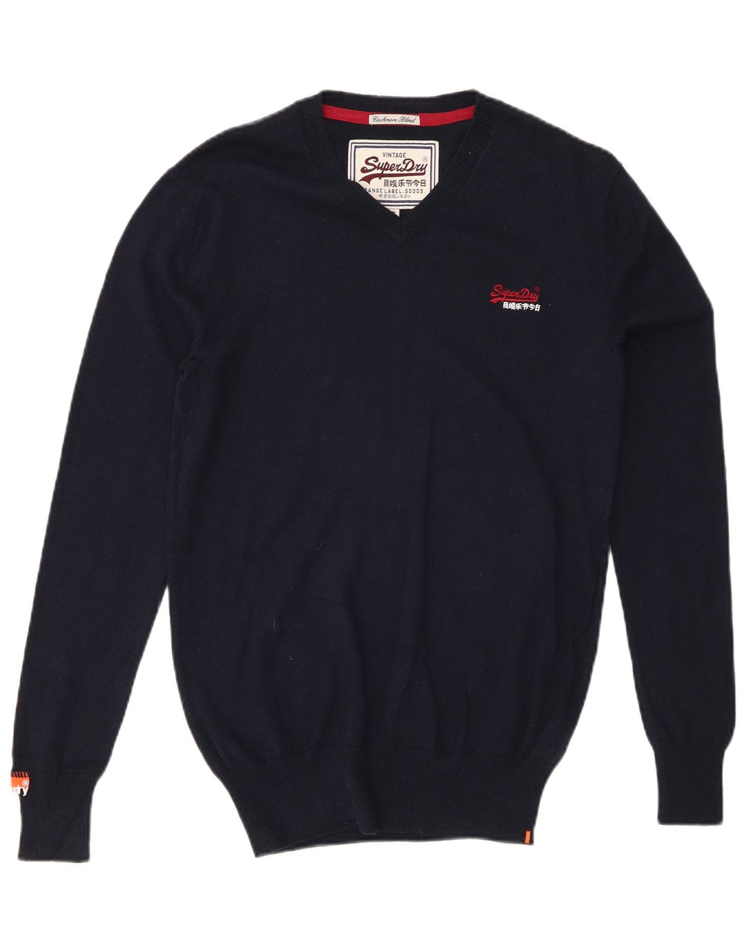 Maglione da uomo con scollo a V SUPERDRY piccolo in cotone blu navy